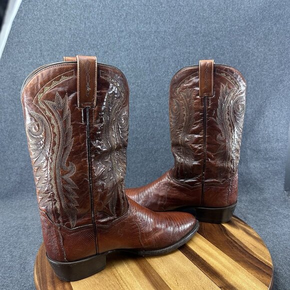 Dan Post Men's Vintage Teju Lizard Antique Tan Boots Model DP2351R Size 10.5 D - Picture 11 of 16